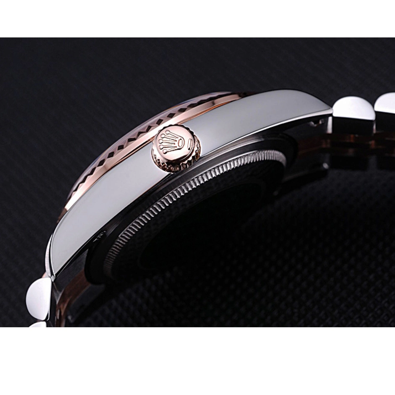 Aaa replica watch Black Stainless 622545 Steel DateJust Gold Rolex Bracelet and Dial 0814